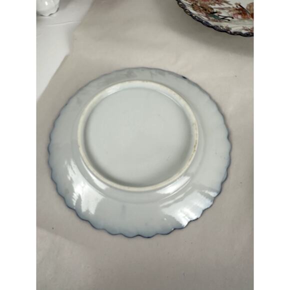 Japanese Antique China Four 7 in. Plates Cobalt Gold  Trim Geisha 1970's - Picture 12 of 16